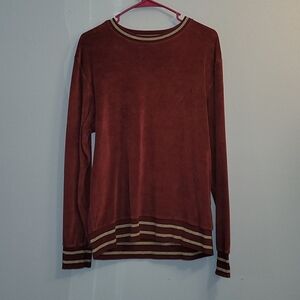 American Eagle Outfitters Men's Maroon Sweater with Striped Details